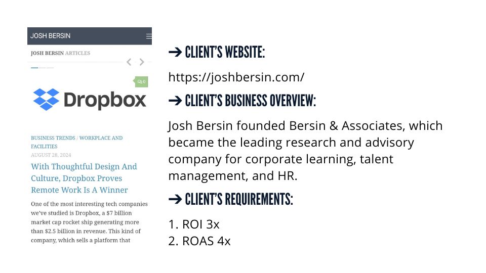 Enhancing ROI and ROAS for Bersin & Associates